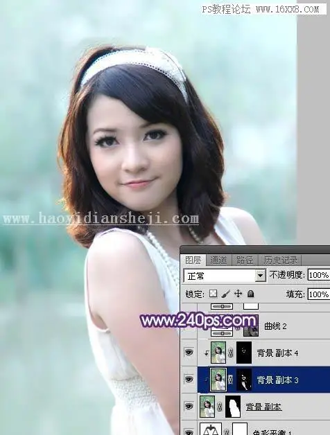 紫色调，调出甜美紫青色人像效果教程_www.haoyidiansheji.com