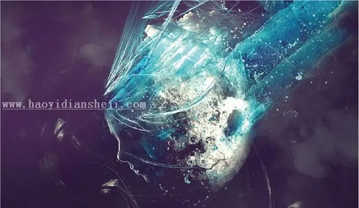 海报制作，用Photoshop制作具有冲击力的月球人脸海报_www.haoyidiansheji.com