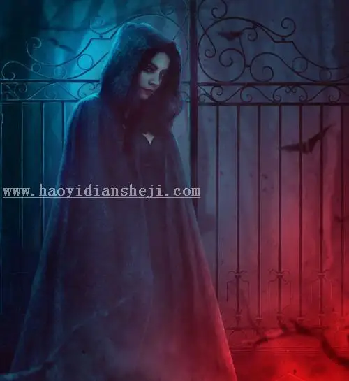 女巫场景，合成恐怖的暗黑女巫场景_www.haoyidiansheji.com