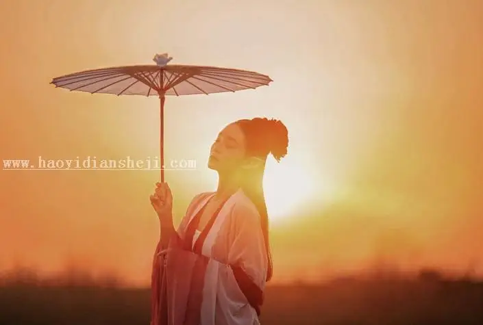 剪影效果，制作优美的夕阳下的人物剪影照_www.haoyidiansheji.com