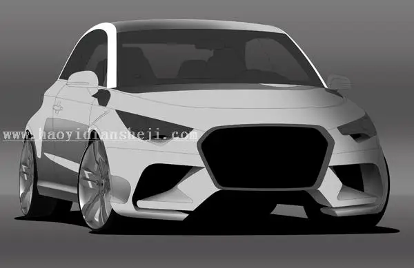 绘画汽车，用PS绘制一个逼真的奥迪汽车_www.haoyidiansheji.com