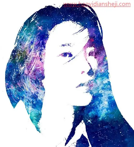 星空头像，把人物制作浪漫的蓝色星空头像_www.haoyidiansheji.com