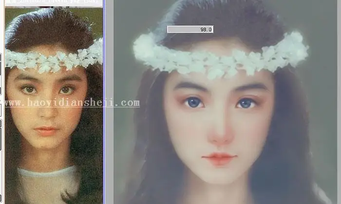 转手绘，给林青霞照片做转手绘效果_www.haoyidiansheji.com