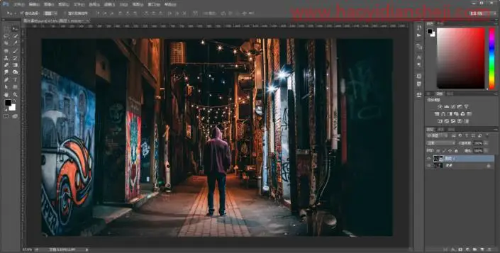 调色教程，调出个性的赛博朋克效果照片_www.haoyidiansheji.com