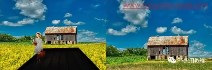 场景合成，多张图片组合成一个创意的麦田场景_www.haoyidiansheji.com