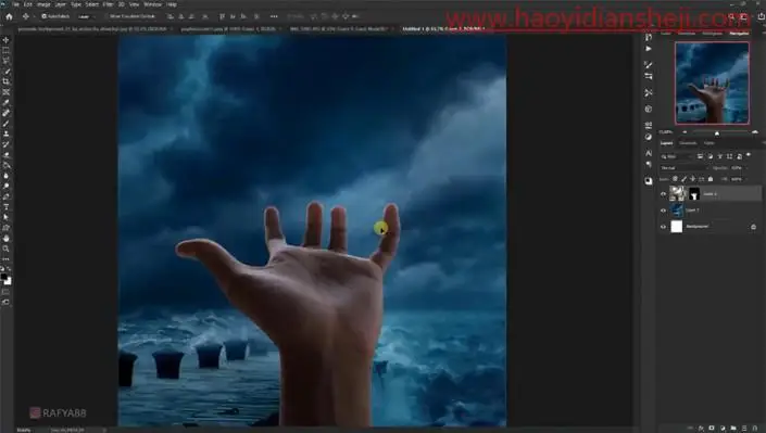 创意合成，制作从手中长出的火焰玫瑰_www.haoyidiansheji.com
