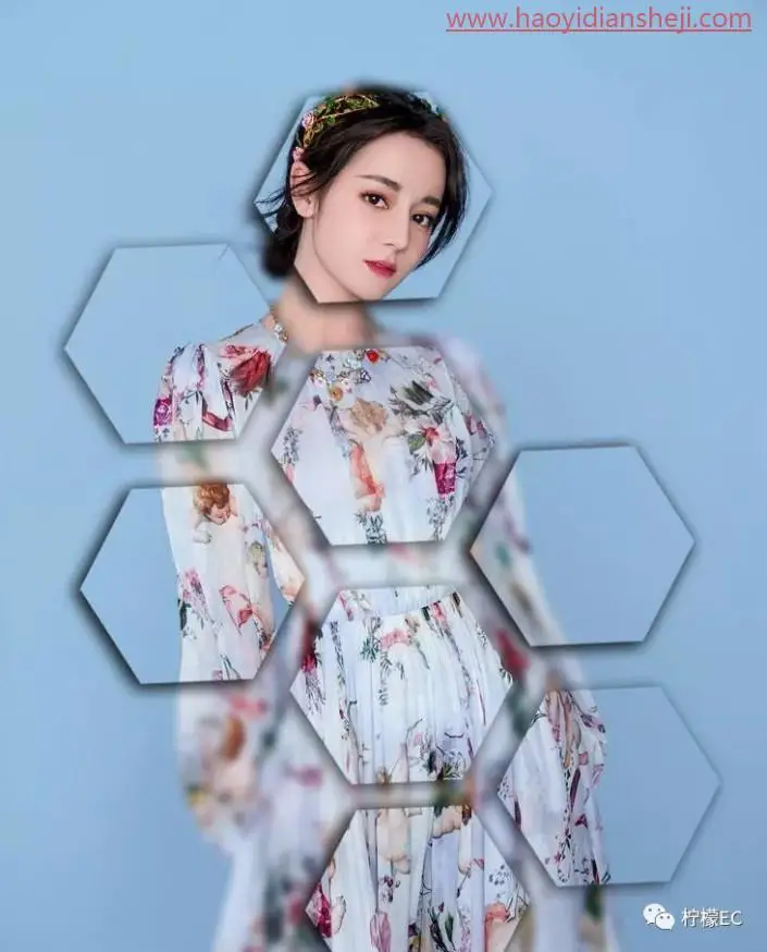 玻璃效果，给迪丽热巴的照片制作一种立体方块玻璃效果_www.haoyidiansheji.com