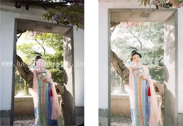 古风照片，通过PS给外景汉服人像制造古典色彩感_www.haoyidiansheji.com