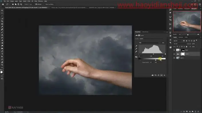 奇幻合成，制作合成发光蝴蝶遇到的熔岩手臂_www.haoyidiansheji.com