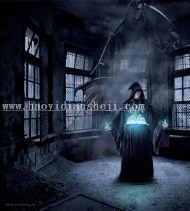 恐怖鬼屋，合成房间里的恶魔法师场景_www.haoyidiansheji.com