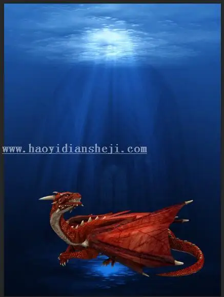 场景合成，打造一个海底寻宝的奇幻场景_www.haoyidiansheji.com