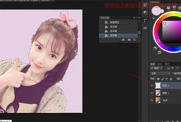 手绘照片，把米咪的照片制作成漂亮可爱的手绘照片_www.haoyidiansheji.com