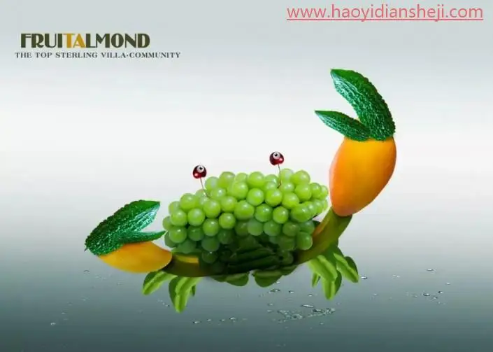 创意合成，通过PS制作创意合成水果螃蟹_www.haoyidiansheji.com