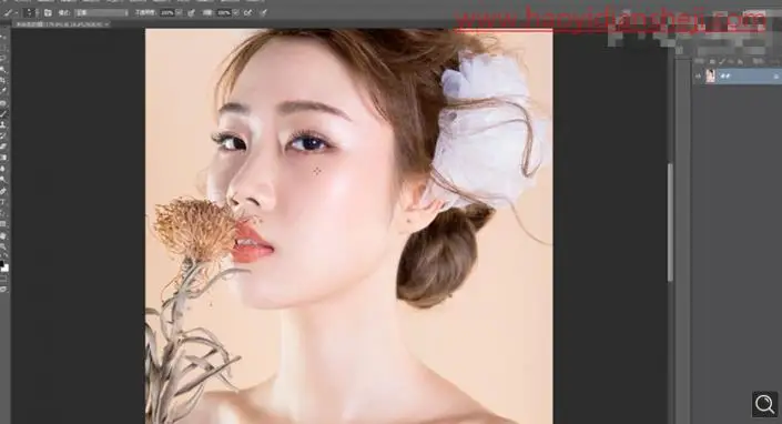 人像修图，给美妆模特进行面部精修_www.haoyidiansheji.com