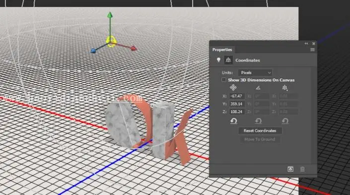 3D功能，通过PS中的3D功能设计大理石玫瑰材质的文字_www.haoyidiansheji.com