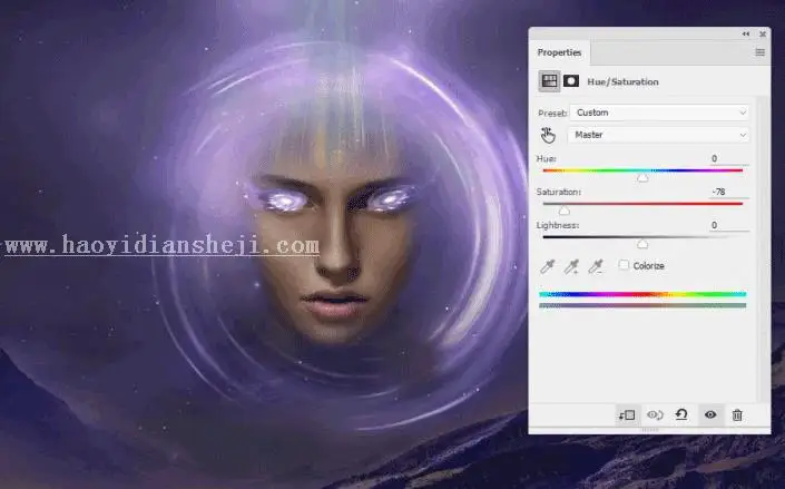 场景合成，用PS合成一个抽象的超现实科幻人物_www.haoyidiansheji.com