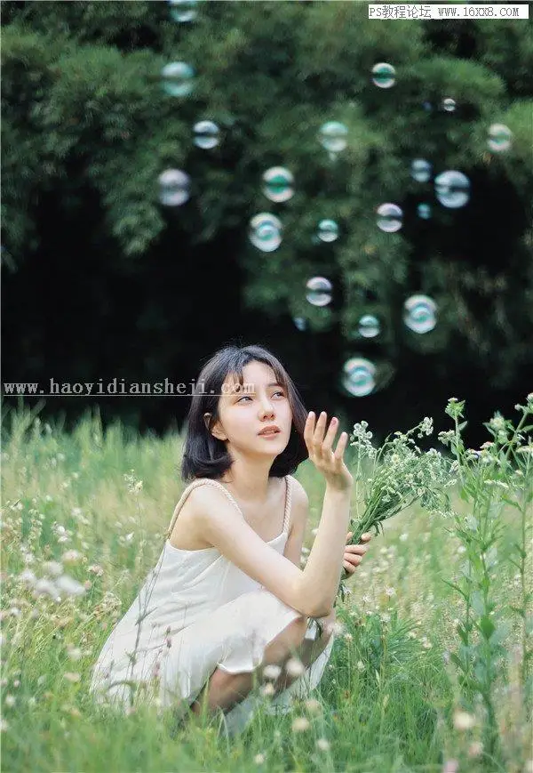 小清新，用PS调出室外人物清新淡雅的感觉_www.haoyidiansheji.com
