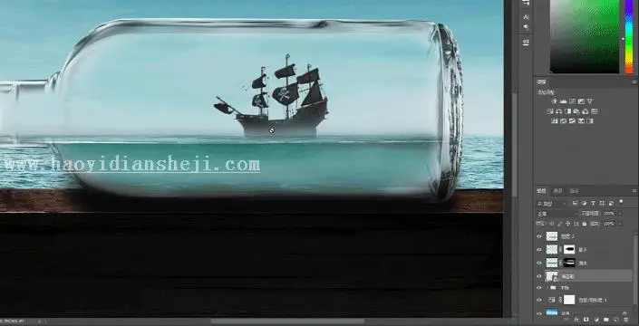 场景合成，用PS合成《加勒比海盗》电影中的海盗船_www.haoyidiansheji.com