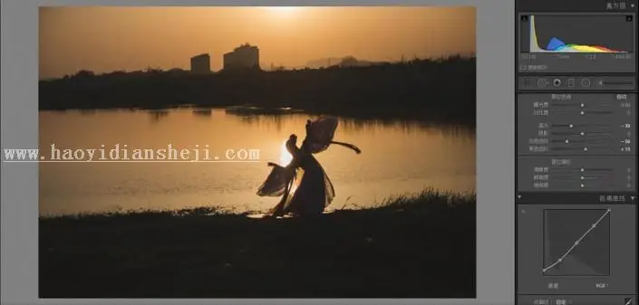 剪影效果，制作优美的夕阳下的人物剪影照_www.haoyidiansheji.com