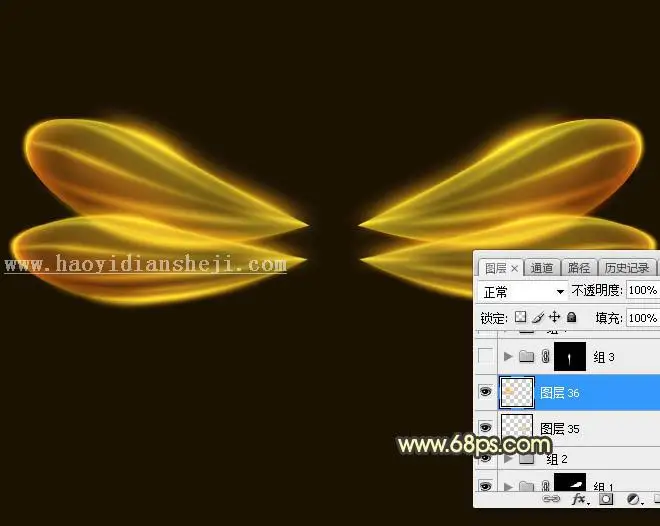 鼠绘蜻蜓，鼠绘一只简洁的发光蜻蜓图案_www.haoyidiansheji.com
