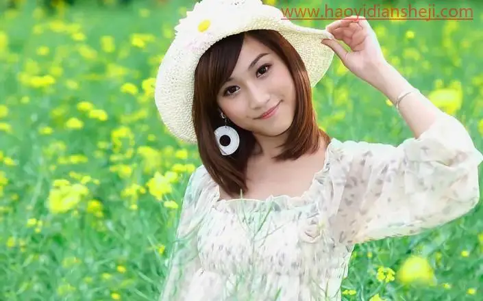 小清新，打造柔美的淡褐色小清新油菜花美女图片_www.haoyidiansheji.com