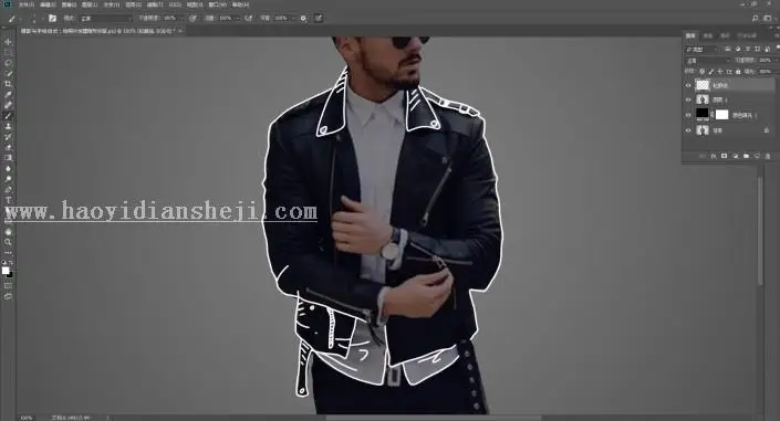 手绘效果，用PS给模特穿一件“透明”的衣服_www.haoyidiansheji.com