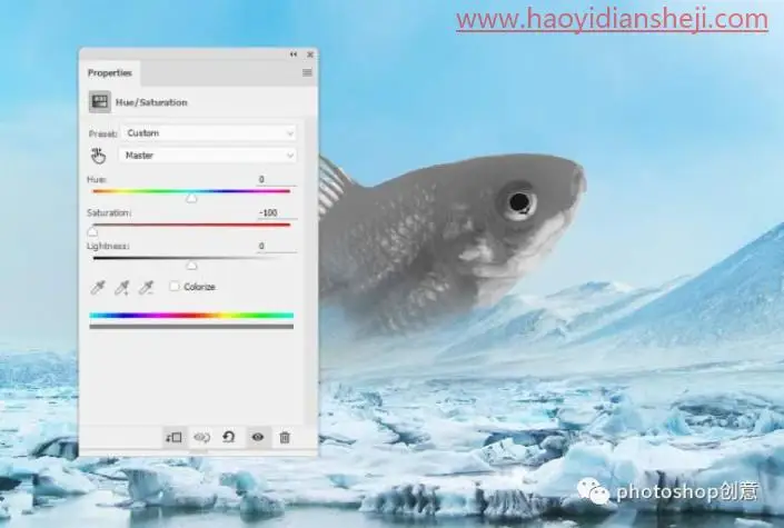 创意合成，合成冰冻特效的金鱼场景_www.haoyidiansheji.com