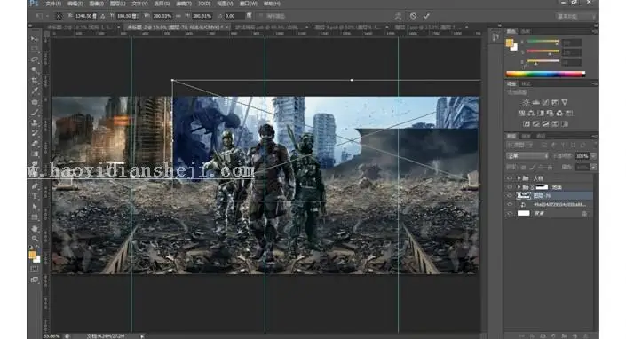 海报制作，用PS制作热血游戏战争海报_www.haoyidiansheji.com
