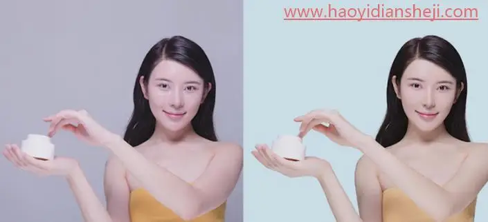 产品修图，给面霜模特进行精细修图_www.haoyidiansheji.com