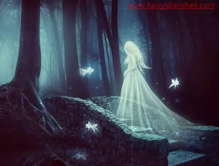 唯美合成，制作月光下的暗夜精灵美少女场景_www.haoyidiansheji.com