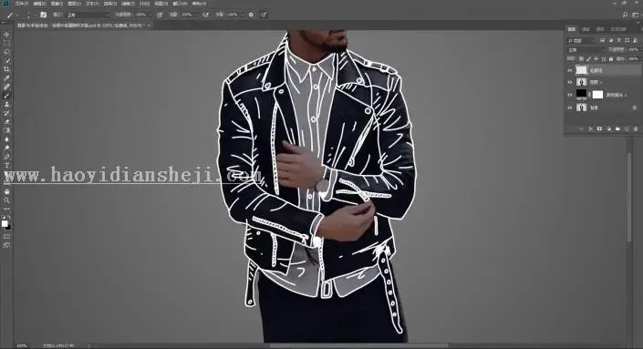 手绘效果，用PS给模特穿一件“透明”的衣服_www.haoyidiansheji.com