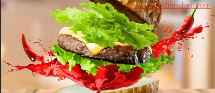 食品海报，在PS中制作美味的汉堡海报照片_www.haoyidiansheji.com