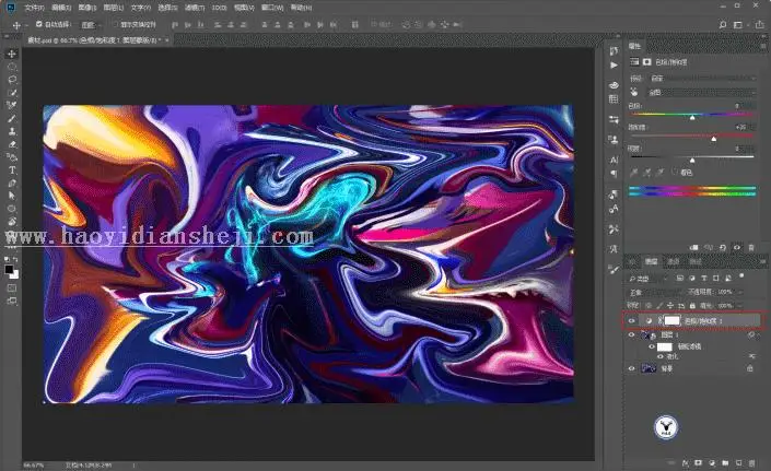 海报设计，用PS制作抽象液态金属海报_www.haoyidiansheji.com