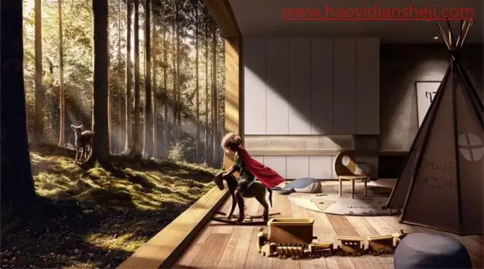 场景合成，合成一张梦想成为骑士的男孩_www.haoyidiansheji.com