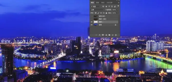夜景调色，快速调出城市夜景的暗金色调_www.haoyidiansheji.com