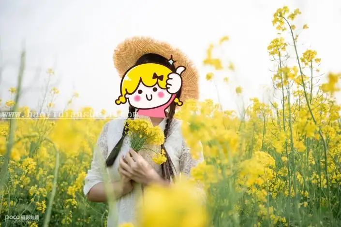 LR调色教程，通过LR给油菜花拍摄的人像调出小清新的效果_www.haoyidiansheji.com