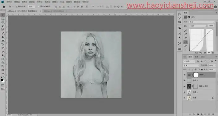 素描效果，给数码照片制作纸张上的素描效果_www.haoyidiansheji.com