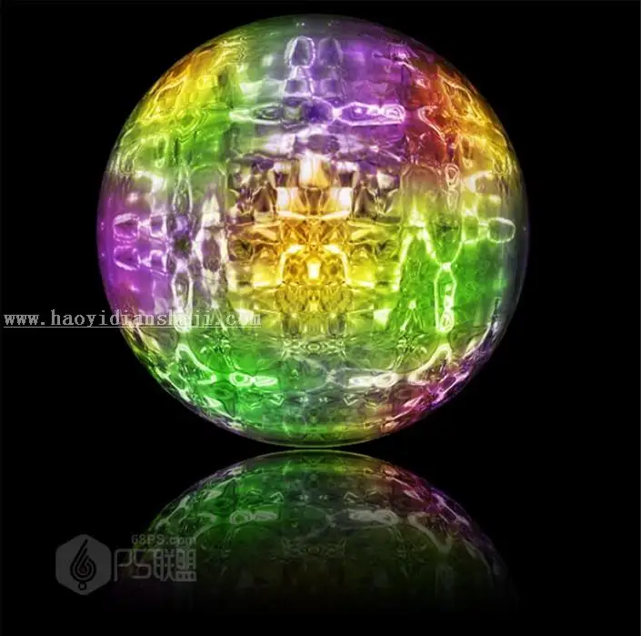 滤镜做图，用PS的滤镜制作一个漂亮的彩色琉璃球_www.haoyidiansheji.com