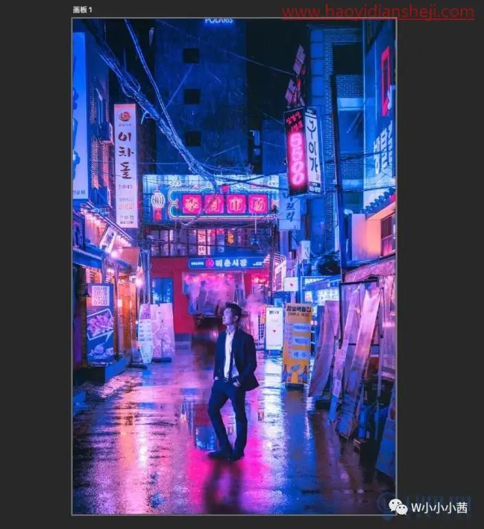 调色教程，制作发光的赛博朋克人物照片_www.haoyidiansheji.com