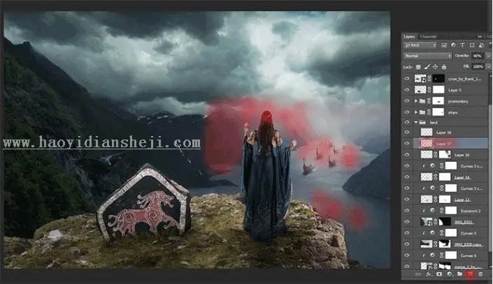 场景合成，在PS里创建一个魔幻瑰丽的场景_www.haoyidiansheji.com