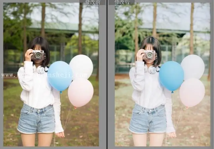 小清新，通过LR和PS调出气球少女小清新色调_www.haoyidiansheji.com