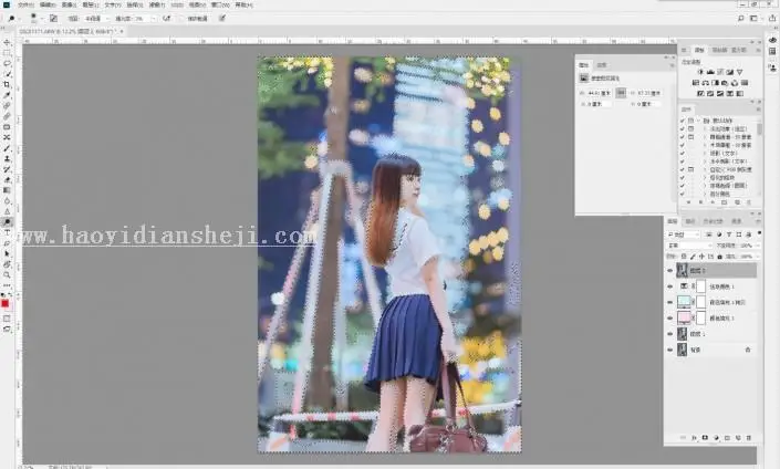 夜景人像，通过PS调出时尚夜景都市人物照片_www.haoyidiansheji.com