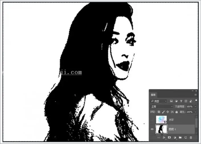 水彩效果，用PS把范冰冰数码照快速变成水彩画_www.haoyidiansheji.com