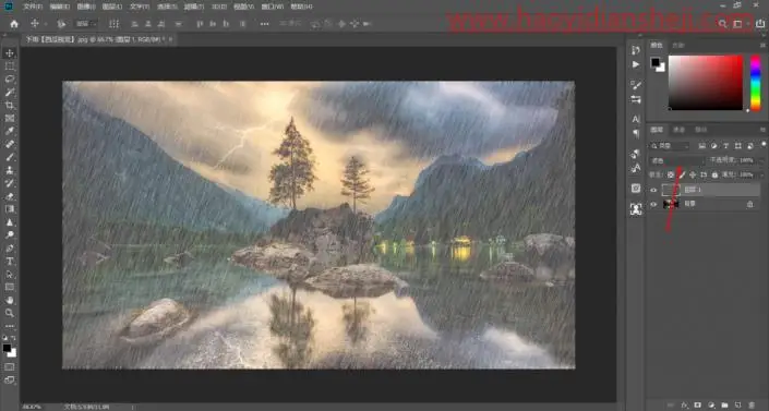 动图教程，在PS中制作逼真的下雨效果照片_www.haoyidiansheji.com