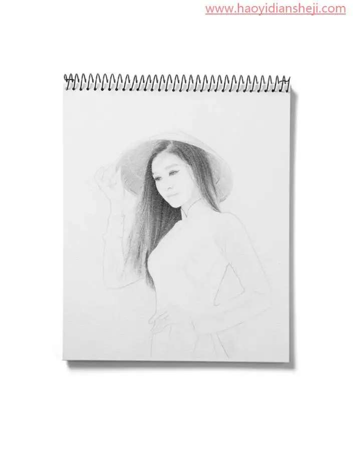 素描效果，用PS把图片转素描分分钟出稿_www.haoyidiansheji.com