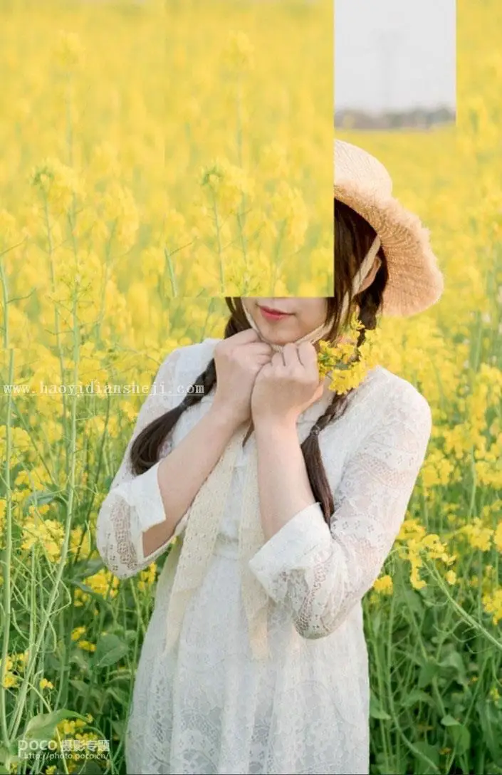 LR调色教程，通过LR给油菜花拍摄的人像调出小清新的效果_www.haoyidiansheji.com