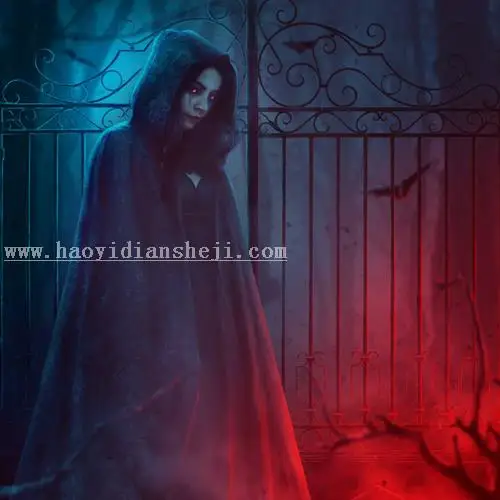 女巫场景，合成恐怖的暗黑女巫场景_www.haoyidiansheji.com