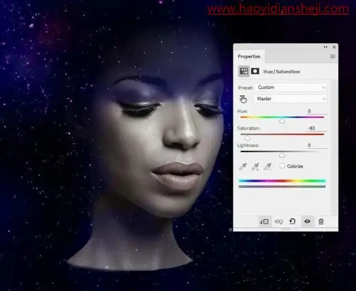 海报制作，通过PS制作一张具有科幻感的太空肖像海报_www.haoyidiansheji.com
