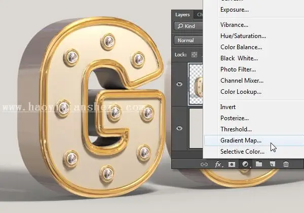 3D功能，用PS中的3D功能制作金属材质的文字_www.haoyidiansheji.com
