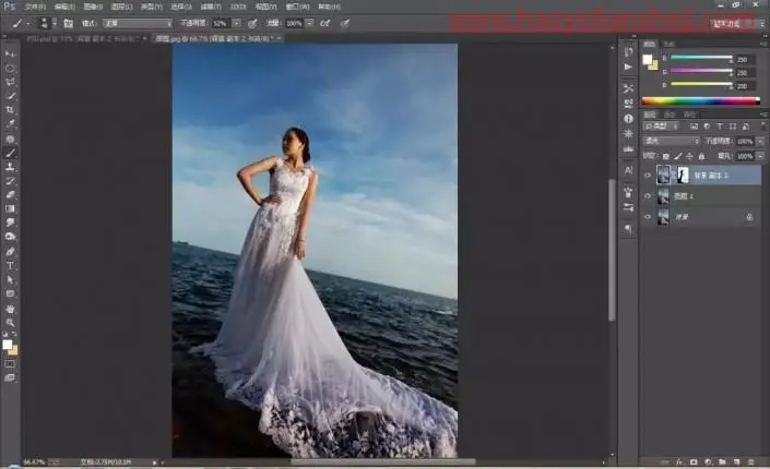 欧美色调，把婚纱照片制作成泛青黄调欧美色_www.haoyidiansheji.com